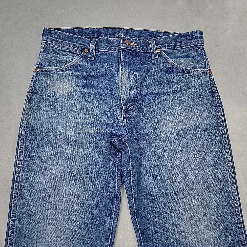 Wrangler Jeans Men 34x31 Faded Blue Denim 13MWZ Cowboy Cut Work Wear Denim Pants